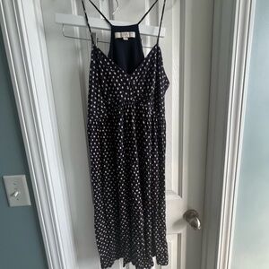 Loft Polka Dot Dress in Navy